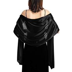 Petalum Elegant Braut Schal Stola Schal für Kleider, Hochzeit Party Retro Umschlagtücher Leicht Weich Schal Wraps Schwarz 200 cm von Petalum