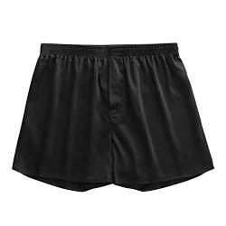 Petalum Herren Boxershort Sportlich Männer Unterhose Klassische Unterwäsche Atmungsaktive Silk Schlafanzughose Kurz Satin Glanz Komfort Schlaf Boxer Shorts (Schwarz, xx_l) von Petalum