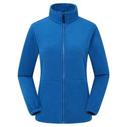 Petalum Klassische Damen Fleecejacke Stehkragen Sweatjacke aus Polar Fleece Damenjacke mit Reißverschluss Blau 2XL von Petalum