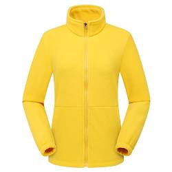 Petalum Klassische Damen Fleecejacke Stehkragen Sweatjacke aus Polar Fleece Damenjacke mit Reißverschluss Gelb XL von Petalum