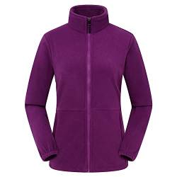 Petalum Klassische Damen Fleecejacke Stehkragen Sweatjacke aus Polar Fleece Damenjacke mit Reißverschluss Lila 2XL von Petalum