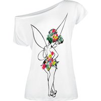 Peter Pan - Disney T-Shirt - Tinker Bell - Flower Power - S bis XXL - für Damen - Größe L - weiß  - Lizenzierter Fanartikel von Peter Pan