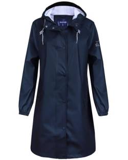 Damen Regenjacke Regenmantel Softshelljacke Friesennerz Parka PU Windbreaker mit Kapuze wasserdicht,Schwarz,2xl von Peter Patter