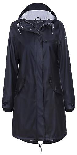 Regenjacke Damen wasserdicht Regenmantel gefüttert Regenmantel Softshelljacke Friesennerz PU wasserdicht Parka mit Kapuze von Peter Patter