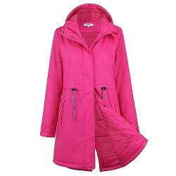 Regenmantel Damen Gefüttert Regenjacke Damen Wasserdicht Übergangsjacke Mit Kapuze Lang Warm Regenparka Für Frühling Outdoor Windbreaker Friesennerz, Rose, 40 von Peter Patter