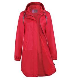 Regenmantel Damen wasserdicht Regenjacke Damen wasserdicht atmungsaktiv Softshelljacke mit gefüttert Trenchcoats lang Friesennerz, Rot, 40 von Peter Patter