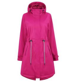 gefütterte Regenjacke Damen Winterjacke Damen warm Regenmantel wasserdicht Wintermantel lang warmer Friesennerz PU Windbreaker Regenparka für Winter,Rosenrot/42 von Peter Patter