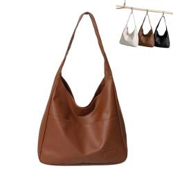 Peticehi Ooomay Maya Shoulder Bag, Faux Leather Tote Bag for Women, Large Capacity Everyday Shoulder Bags for Women (Brown,L) von Peticehi