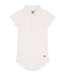 Petit Bateau Baby Jungen A09ZH Kurzärmeliger Body mit Polokragen, Marshmallow, 12 Monate von Petit Bateau