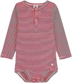 Petit Bateau Baby Jungen Langarm-Body mit Kragen, Rot Stop / Weiss Marshmallow, 3 Jahre von Petit Bateau