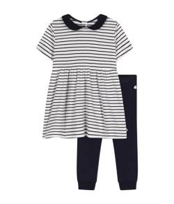 Petit Bateau Baby-Mädchen A0A6H Kleid + Leggings-Box, Marshmallow/Smoking, 6 Monate von Petit Bateau