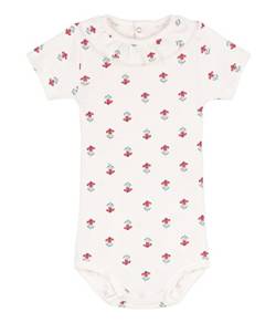 Petit Bateau Baby Mädchen Kurzarm-Body mit Kragen, Weiss Marshmallow / Mehrfarbig, 12 Monate von Petit Bateau