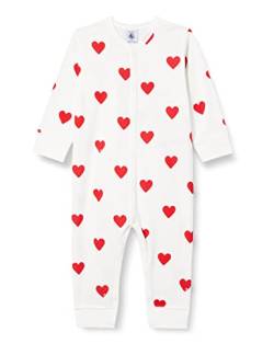 Petit Bateau Baby Mädchen Pyjama ohne Fuß für einen guten Schlaf, Weiss Marshmallow / Rot Terkuit, 18 Monate von Petit Bateau