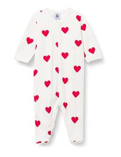 Petit Bateau Baby Mädchen Pyjama zum Schlafen gut, Weiss Marshmallow / Rot Terkuit, 12 Monate von Petit Bateau