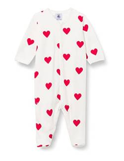 Petit Bateau Baby Mädchen Pyjama zum Schlafen gut, Weiss Marshmallow / Rot Terkuit, 3 Monate von Petit Bateau