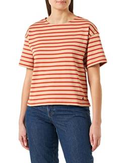 Petit Bateau Damen Kurzärmeliges T-shirt, Beige Vintage / Rot Harissa, M von Petit Bateau