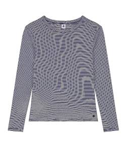 Petit Bateau Damen Langarm-T-Shirt, Blau Smoking / Weiss Marshmallow, XXS von Petit Bateau