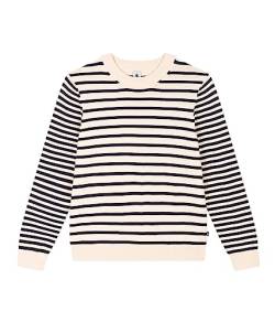 Petit Bateau Damen Pullover, Weiss Avalanche / Blau Smoking, XS von Petit Bateau