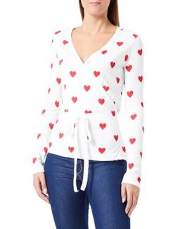 Petit Bateau Damen Wickeln über, Weiss Marshmallow / Rot Terkuit, S von Petit Bateau