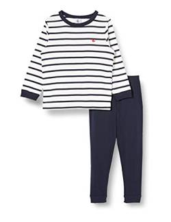 Petit Bateau Jungen Pyjama, Weiss Marshmallow / Blau Smoking, 10 Jahre von Petit Bateau