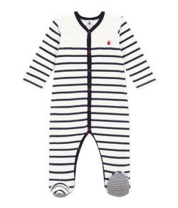 Petit Bateau Unisex Baby Pyjama zum Schlafen gut, Weiss Marshmallow / Blau Smoking, 3 Monate von Petit Bateau