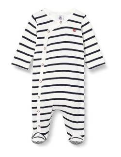 Petit Bateau Unisex Baby Pyjama zum Schlafen gut, Weiss Marshmallow / Blau Smoking, 6 Monate von Petit Bateau