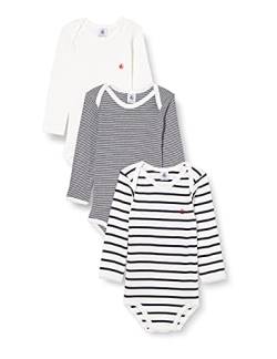 Petit Bateau Unisex BabyGestreifter Body mit langen Ärmeln (3er Pack) , Variante 1, 12 Monate von Petit Bateau