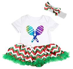 Petitebelle Cinco De Mayo Maracas Baby Body Tutu Baby Kleid Nb-18M Gr. 6-12 Monate, Weiß/Chevron von Petitebelle