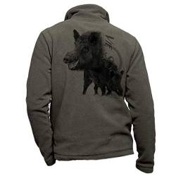 Pets-easy Fleecejacke Wildschwein – Jagdkleidung, personalisierbar, Wild, kaki, Large von Pets-easy