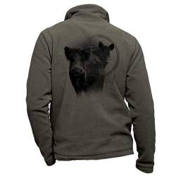 Pets-easy Khakifarbene Fleecejacke mit einem Wildschwein personalisiert - Jagdset Größe 3XL von Pets-easy