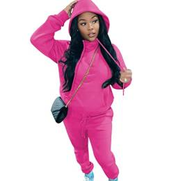 2Pac Damen Jogginganzug Trainingsanzug Damen Freizeitanzug 2 Teiler Loungewear Damen Set Tracksuit Women Hausanzug Damen Jogginganzüge Frauen Sport Trainingsanzüge Damen Große Größen Rosa 4XL von Peuignao