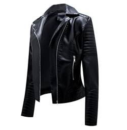 Bikerjacke Damen Kunstlederjacke Biker Lederjacke Damen Kunstleder Pu Jacke Damen Leder Faux Leather Jacket for Women Lederjacken Lederjacke Frauen Jacken für Damen Leder Imitation Jacke Damen L von Peuignao