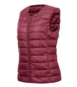 Daunenweste Damen Leicht Leichte Steppweste Damen Puffer Weste Daunen Damen Daun Weste Ärmellose Daunenjacke Jacke Damenwesten Ärmellos Westen Frauen Stepp Damen Weste Oversize Große Größen Rot L von Peuignao