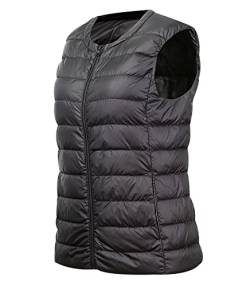 Daunenweste Damen Leicht Leichte Steppweste Damen Puffer Weste Daunen Damen Daun Weste Ärmellose Daunenjacke Jacke Damenwesten Ärmellos Westen Stepp Damen Weste Oversize Große Größen Schwarz 3XL von Peuignao