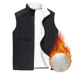 Fleeceweste Herren Winterweste Polar Fleece Weste Ärmellose Jacke Herren Westen Männer Warme Oversize Armellose Weste Herren Winter Herrenwesten Übergrößen Herren-Westen Men Fleece Vest Schwarz 8XL von Peuignao