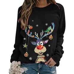 Hässliche Weihnachtspullover Damen Hässlicher Lustige Weihnachtspulli Ugly Christmas Weihnacht Pullover Pulli Weihnachts Sweatshirt Weihnachten Häßliche Rentier Weihnachtspullis Witzige Süße Schwarz M von Peuignao