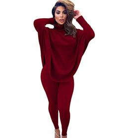 Hausanzug Damen Loungewear Damen Set Freizeitanzug Homewear Lounge Anzug Freizeitanzüge Zweiteiler Jumpsuit Frauen Hausanzüge Trainingsanzug 2 Teiler Damen Jogginganzug Trainingsanzüge Weiß Rot 3XL von Peuignao