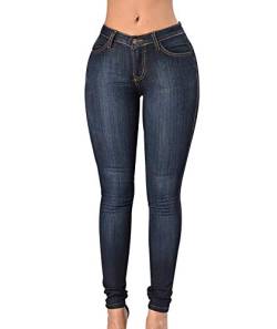 High Waist Jeans Damen Jeanshosen Damen Skinny Jeans Hose Hohe Taille Damen Denim Jeans Relaxed Lang Damen Stretch Enge Slim Fit Fitness Jeans Leggings Frauen Große Größe Übergröße Lässige Blau M von Peuignao