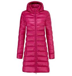 Leichte Daunenjacke Damen Lang Leichter Daunenmantel Damen Ultraleichte Daunenjacke Damen Lange Leicht Daunen Steppjacke Federleichte Daunenjacken Light Winter Daunen Mantel Für Frauen Rosa 2XL von Peuignao