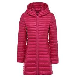 Leichte Daunenjacke Damen Lang Leichter Daunenmantel Damen Ultraleichte Daunenjacken Damen Packbar Lange Leicht Daunen Steppjacke Lightweight Steppmantel Federleichte Daunen Mantel Für Frauen Rosa 3XL von Peuignao