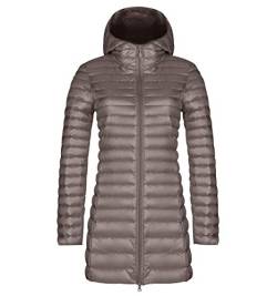 Leichte Daunenjacke Damen Lang Leichter Daunenmantel Damen Ultraleichte Daunenjacken Damen Packbar Lange Leicht Daunen Steppjacke mit Kapuze Lightweight Steppmantel Daunen Mantel Für Frauen Khaki 3XL von Peuignao