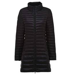 Leichte Daunenjacke Damen Lang Leichter Daunenmantel Damen Ultraleichte Daunenjacken Damen Packbar Lange Leicht Steppjacke Lightweight Steppmantel Federleichte Daunen Mantel Für Frauen Schwarz XL von Peuignao