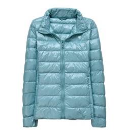 Leichte Daunenjacke Damen Leicht Packbar Puffer Jacke Steppjacke Damen Übergangsjacke Federleichte Dünne Daunenmantel Damen Leichter Puffer Mantel Down Jacket Daunen Women Warme Pufferjacke Blau 4XL von Peuignao