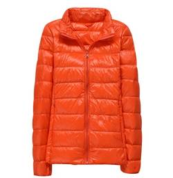 Leichte Daunenjacke Damen Leicht Packbar Puffer Jacke Steppjacke Damen Übergangsjacke Federleichte Dünne Daunenmantel Damen Leichter Puffer Mantel Down Jacket Daunen Women Warme Pufferjacke Orange 4XL von Peuignao