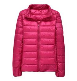 Leichte Daunenjacke Damen Leicht Packbar Puffer Jacke Steppjacke Damen Übergangsjacke Federleichte Dünne Daunenmantel Damen Leichter Puffer Mantel Down Jacket Daunen Women Warme Pufferjacke Rosa XXL von Peuignao