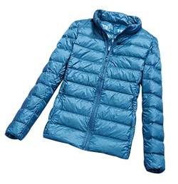 Leichte Daunenjacke Damen Leicht Puffer Jacke Lightweight Steppjacke Damen Übergangsjacke Leichter Steppmantel Federleichte Dünne Daunenmantel Damen Ultraleicht Down Jacket Daunen Women Warme Blau 3XL von Peuignao