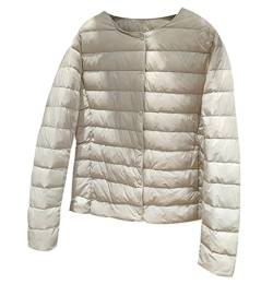 Leichte Daunenjacke Damen Steppjacke Damen Leicht Puffer Jacke Mantel Daunenmantel Leichter Steppmantel Damen Down Jacket Women Gesteppte Jacke Daunen Daunenjacke Ultraleicht Faltbar Damen Beige von Peuignao