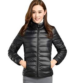 Leichte Daunenjacke Damen Steppjacke Leichter Daunenmantel Damen Stepp Daunen Winterjacke Damen Leicht Ultraleichte Dünne Steppjacken Frauen Federleichte Softdaunenjacke Übergangsjacke Schwarz 3XL von Peuignao