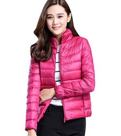 Leichte Daunenjacke Damen Steppjacke Leichter Daunenmantel Damen Stepp Winter Daunen Winterjacke Damen Leicht Ultraleichte Dünne Steppjacken Frauen Federleichte Softdaunenjacke Übergangsjacke Rosa 5XL von Peuignao