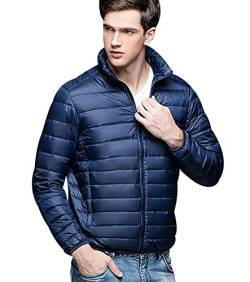 Leichte Daunenjacke Herren Daunen Steppjacke Herren Leicht Puffer Jacke Herren Männer Stepp Winterjacke Daunenmantel Ultraleicht Steppmantel Herren Down Jacket Light Men Mantel Wasserdicht Marine 3XL von Peuignao